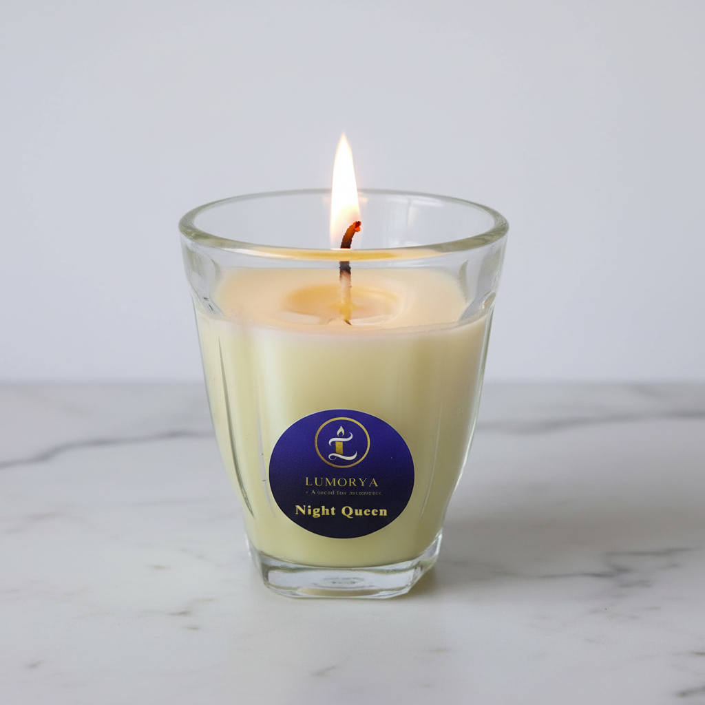 Lumorya Night Queen Raat Rani exotic scented candle – small-batch, hand-poured, made in Nagpur
