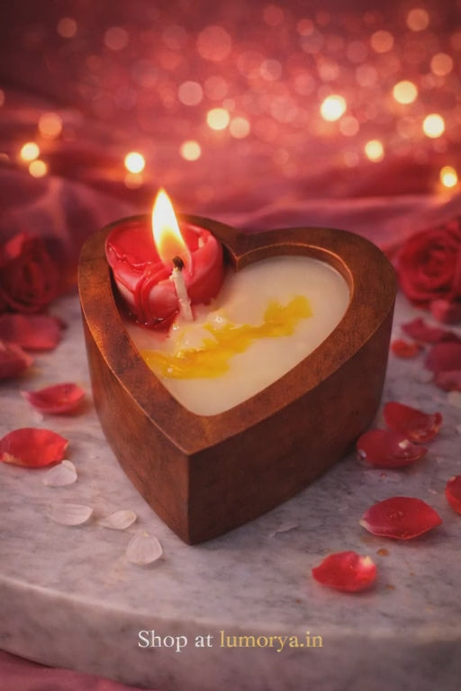 Scented Wooden Heart Candel for Home Decor & Gifting | Lumorya