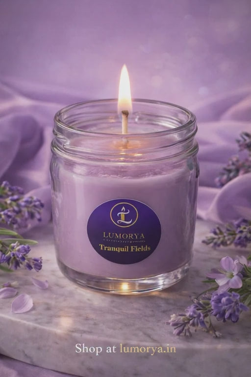 Tranquil Fields(Lavender) Scented Candle for Home Decor & Gifting | Lumorya