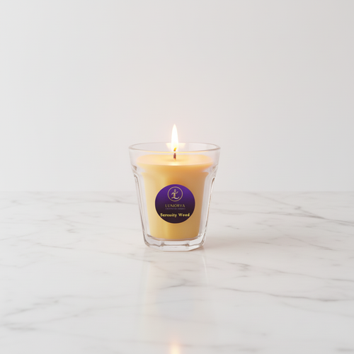 Lumorya serenity-wood-Sandalwood floral scented candle – handcrafted, premium fragrance, made in Nagpur
